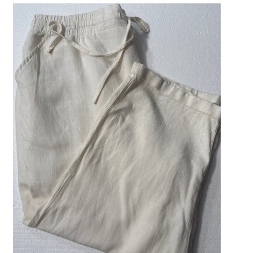 Vince Camuto 100% Linen Cropped Pull On Pants Ivory XXL Lined